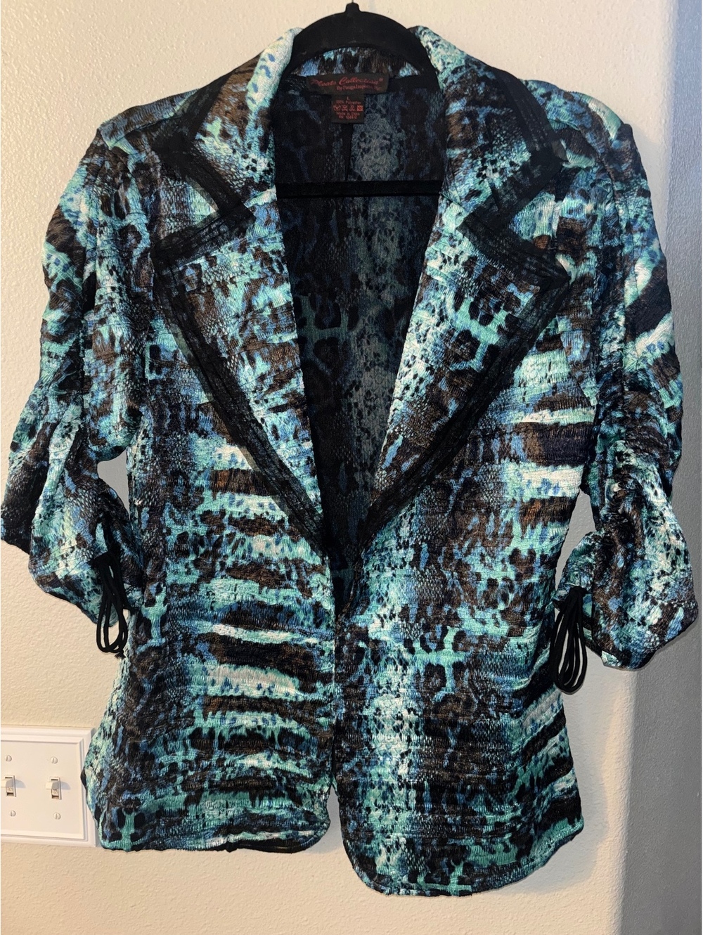 Vintage Y2K Pleats Collection Crinkle Blue Jacket Size L
